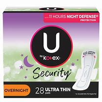 Kotex U Ultra Thin Pads Overnight with wings 28's