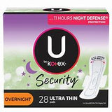 Kotex U Ultra Thin Pads Overnight with wings 28's
