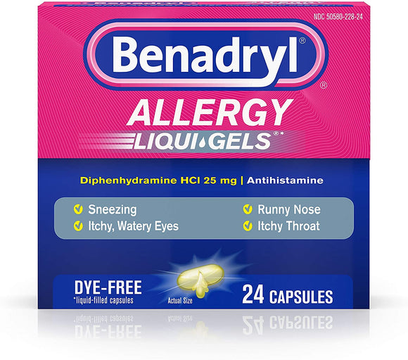 Benadryl Dye Free Liq-Gel Caps 24's